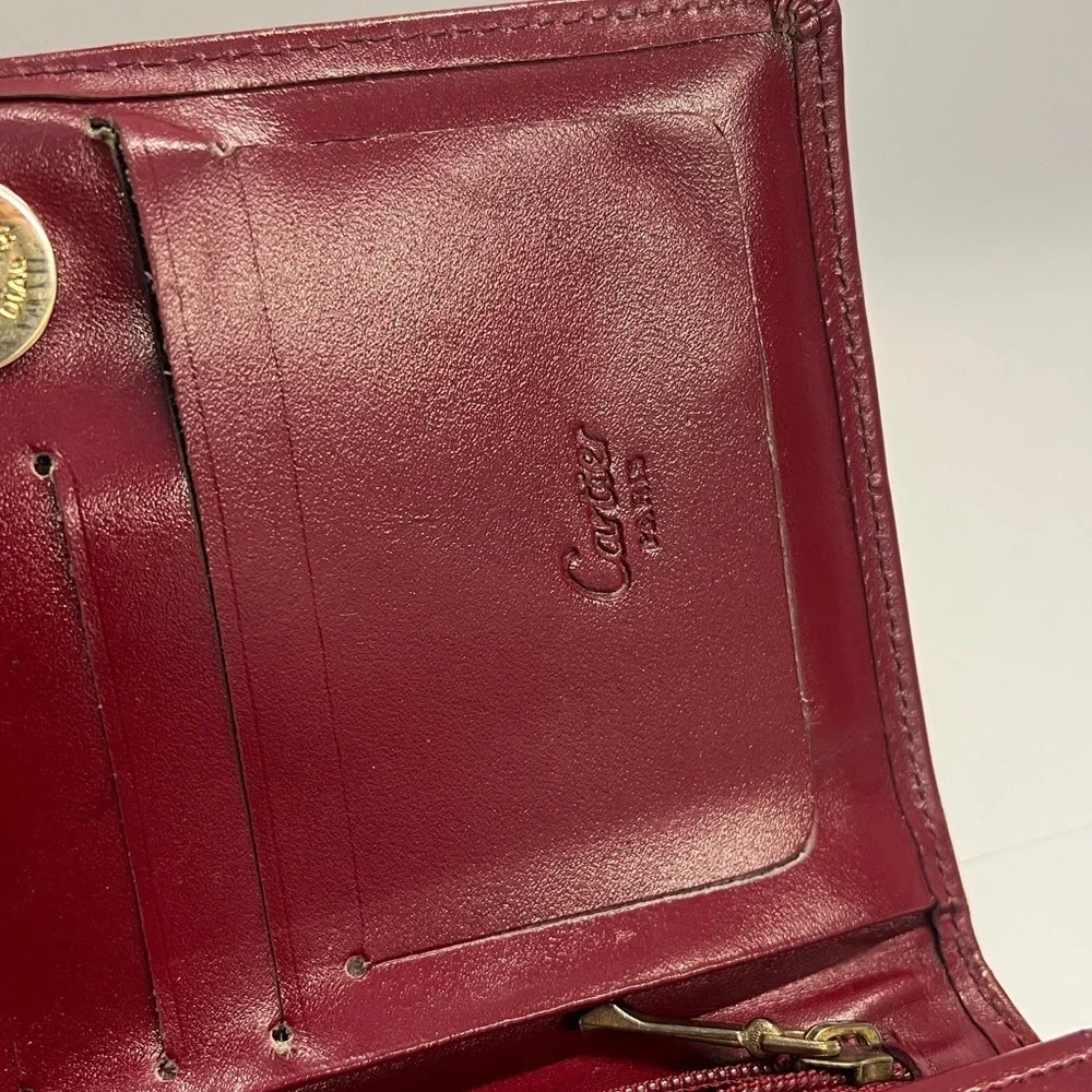 Red Leather Vintage Long Clutch Bifold Clutch Wallet